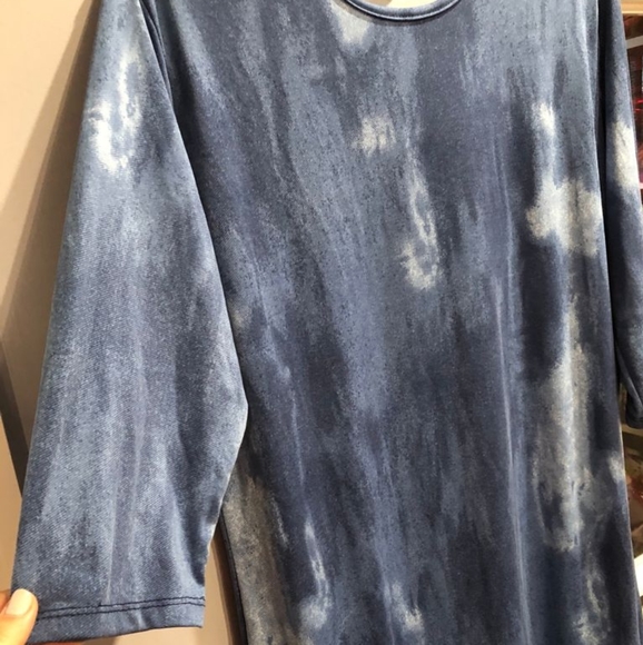 Blue 3/4 sleeve midi swim dress - Picture 3 of 5